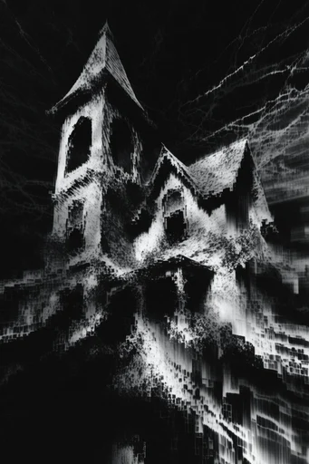 Brutalist Glitch Noir style AI image example 4