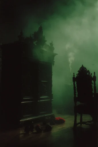 Dystopian Gothic Noir style reference image — atmospheric smog