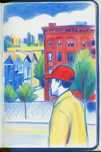 Vibrant Prismatic Sketchbook style reference image — colored pencil illustration
