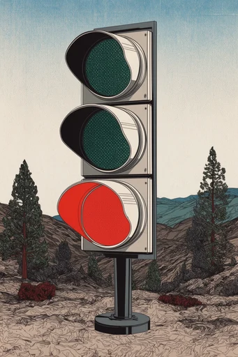 Graphic Ukiyo-e Modernism style reference image — mid-century modern architecture