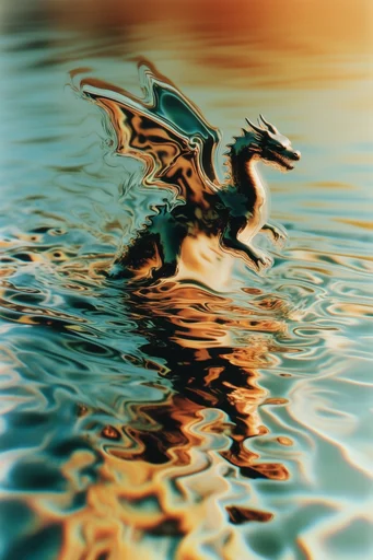 Surreal Fluid Refraction style reference image — teal and amber palette