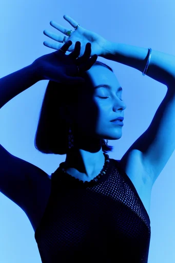 Luminous Cobalt Noir style reference image — dramatic rim lighting