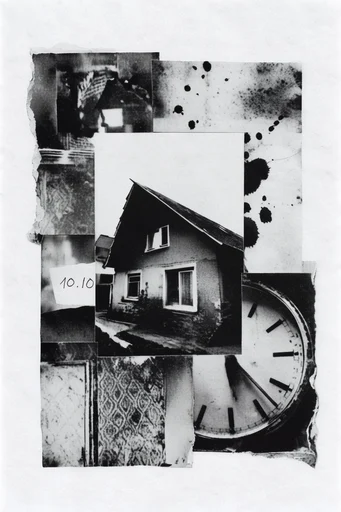 Gritty Noir Photocollage style AI image example 4
