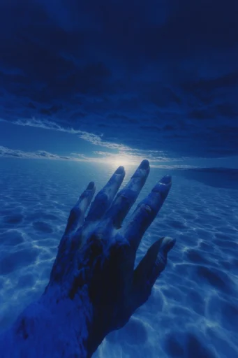 Monochromatic Cobalt Dreamcore style reference image — liminal space