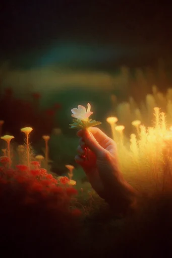 Luminous Nocturnal Chiaroscuro style reference image — analog film grain