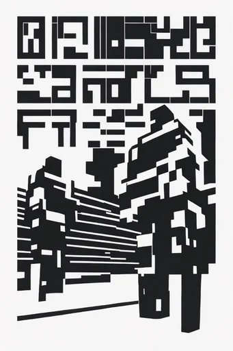 Monochrome Cybernetic Brutalism style reference image — high-contrast monochrome