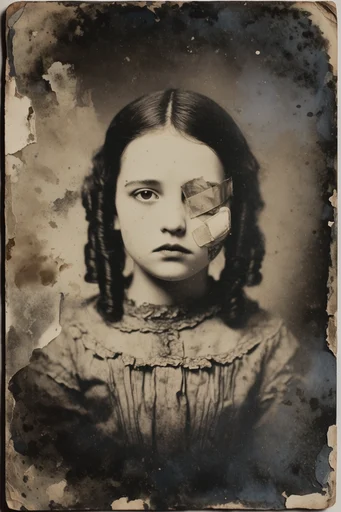 Distressed Analog Occultism style reference image — daguerreotype texture