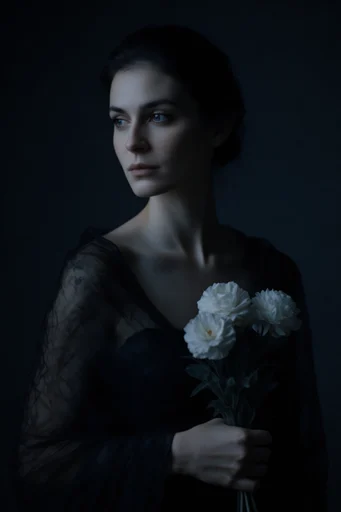 Minimalist Noir Chiaroscuro style reference image — sculptural silhouettes