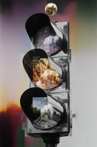 Fragmented Optical Surrealism style reference image — slit-scan distortion