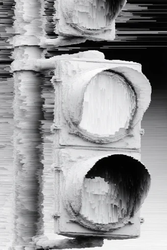 Monochrome Glitch Fragmentation style reference image — glitch art