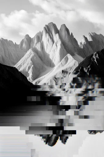 Monochrome Glitch Archive style reference image — monochrome digital glitch