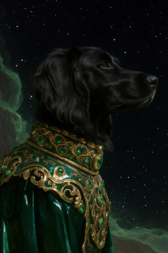 Celestial Alchemical Opulence style reference image — dramatic chiaroscuro lighting