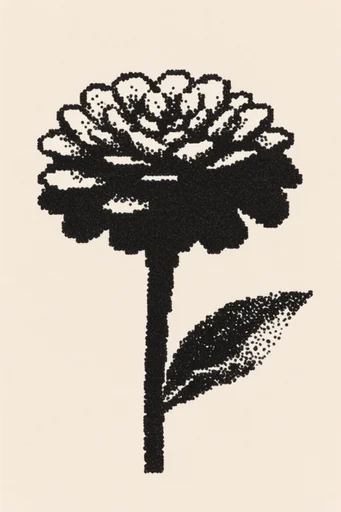 Raw Halftone Punk style reference image — minimalist ink illustration