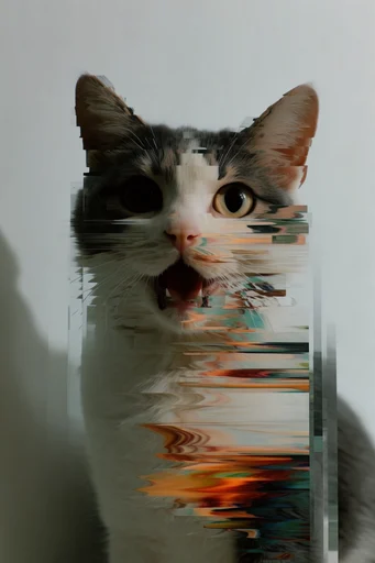 Minimalist Glitch Synthesis style reference image — fragmented composition