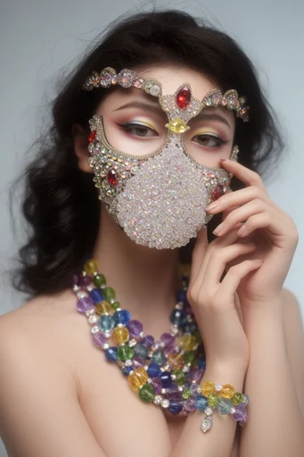 Ethereal Crystalline Editorial style reference image — intricate gemstone embellishments