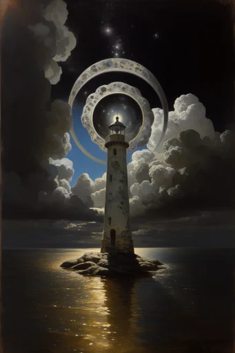 Celestial Baroque Melancholy style reference image — surreal cosmic motifs