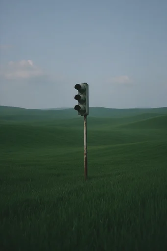 Ethereal Pastoral Minimalism style reference image — rolling green hills