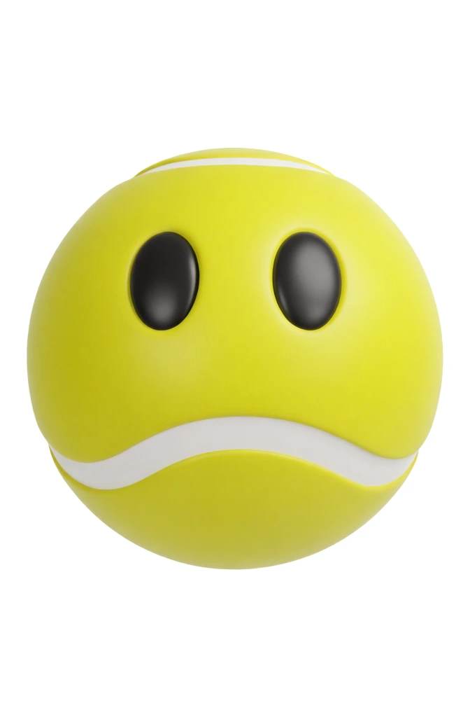 3d illustration of a tennis ball emoji style, front view, isolated on white background,
