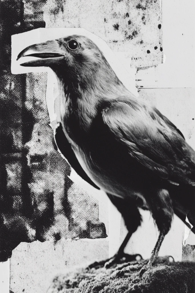 Gritty Noir Photocollage style AI image example 3