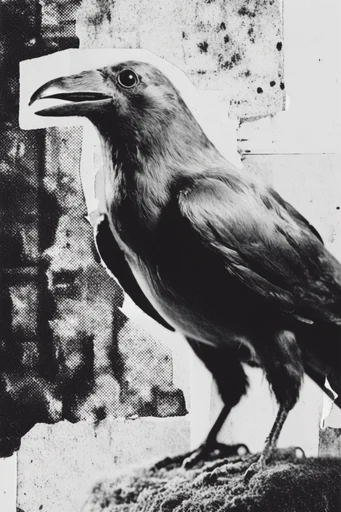 Gritty Noir Photocollage style AI image example 3