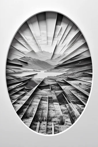 Fractured Monochrome Assemblage style reference image — geometric fragmentation