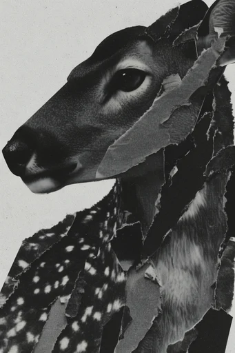 Deconstructed Monochrome Surrealism style AI image example 3