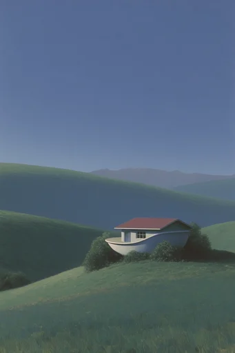Liminal Surrealist Pastoral style reference image — minimalist surrealism