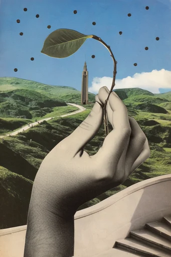 Surrealist Retro Collage style reference image — analog cut-and-paste aesthetic