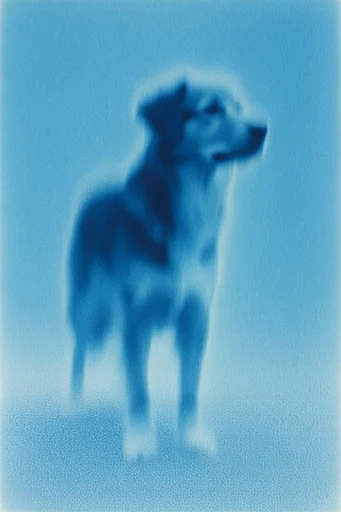 Ethereal Cyanotype Haze style reference image — misty atmosphere