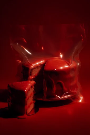 Monochromatic Crimson Surrealism style reference image — specular highlights