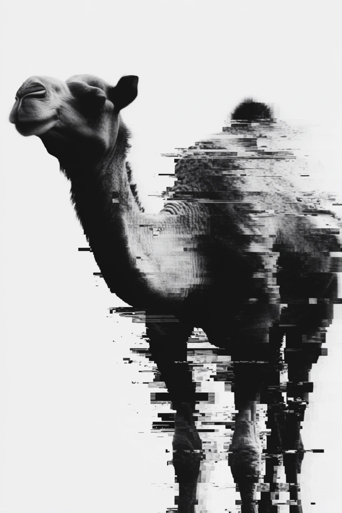 Monochrome Glitch Brutalism style AI image example 3