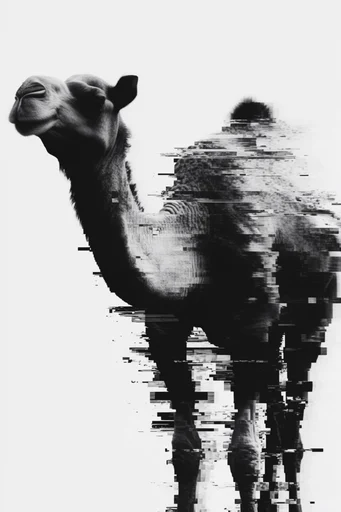 Monochrome Glitch Brutalism style reference image — high-contrast black and white