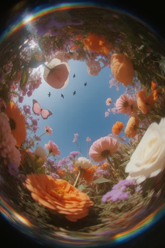 Surreal Fisheye Floral style reference image — dramatic lens distortion