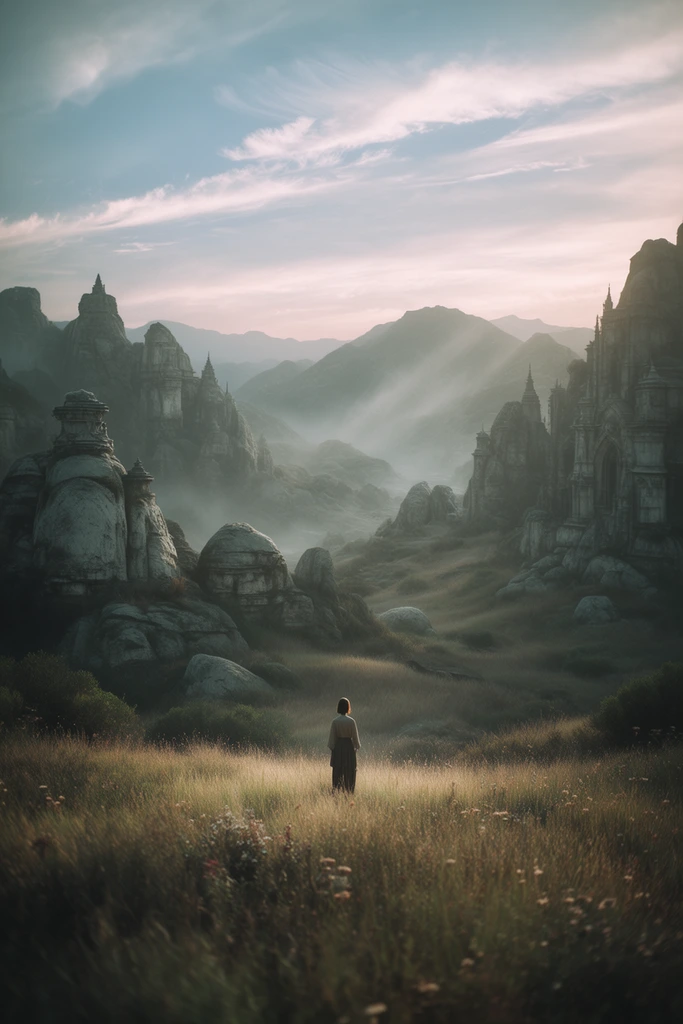 Monolithic Atmospheric Romanticism style AI image example 2