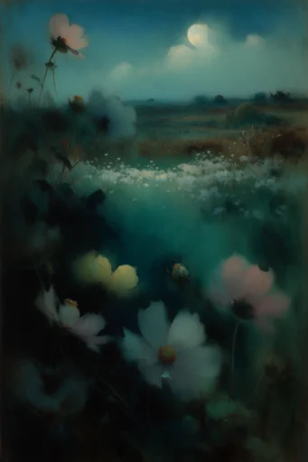 Moody Nocturnal Romanticism style reference image — deep teal and emerald palette