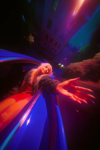 Neon Fisheye Dreamscape style reference image — extreme fisheye lens