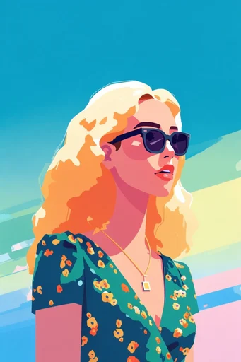 Mid-Century Vector Travelogue style reference image — sharp graphic shadows