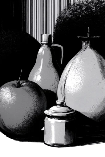 Monochrome Manga Noir style reference image — high contrast monochrome