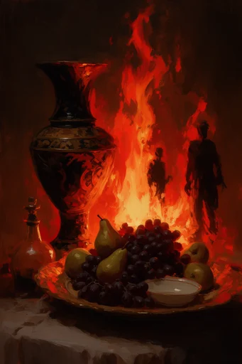 Apocalyptic Crimson Impressionism style reference image — heavy impasto texture