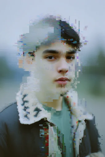 Synthetic Glitch Surrealism style reference image — datamoshing
