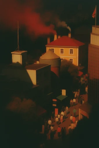 Cinematic Crimson Nocturne style reference image — analog film grain