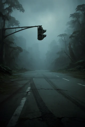 Misty Primeval Gothic style reference image — misty primordial forest