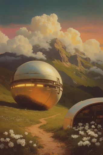 Surrealist Retro Pastoralism style reference image — surrealist pastoral landscape