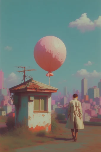 Surreal Retro Desert Sci-Fi style reference image — retro-futuristic surrealism