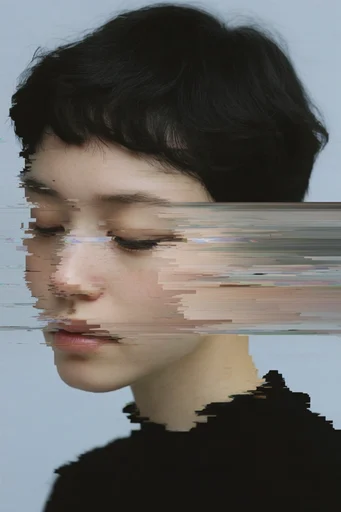 Digital Distortion Minimalism moodboard — generate AI images in this style