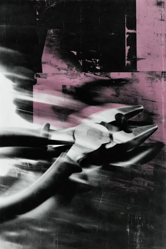 Gritty Glitch Noir style reference image — xerox texture