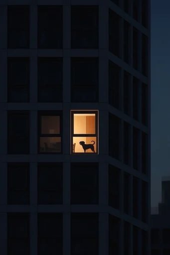 Luminous Urban Solitude style reference image — solitary silhouette