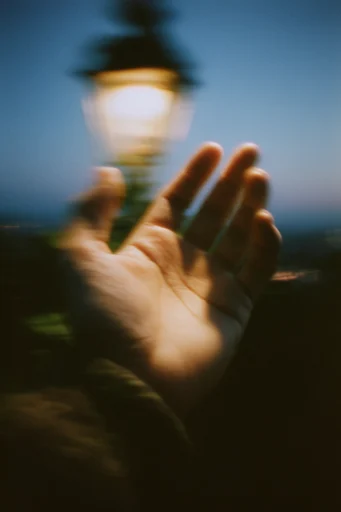 Luminous Analog Liminality style reference image — twilight blue and amber