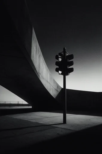Cinematic Brutalist Noir style reference image — heavy film grain