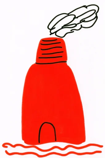 Minimalist Red Ink Whimsy style reference image — high-contrast graphic illustration